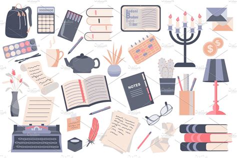 Books and stationery set | Education Illustrations ~ Creative Market