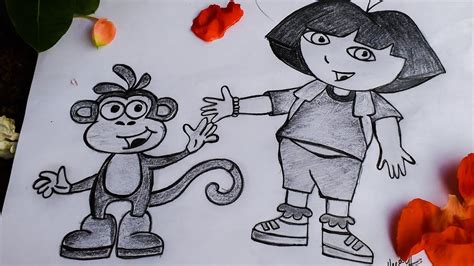 How to draw Dora & Buji ?_##simple and easy cartoon drawing## - YouTube