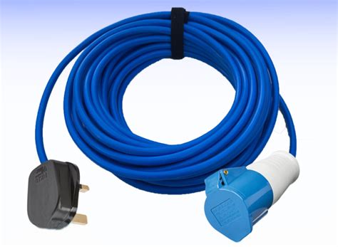 10 METRE 13A PLUG TO 16A BLUE SOCKET CARAVAN MOTORHOME HOOK UP MAINS CABLE LEAD