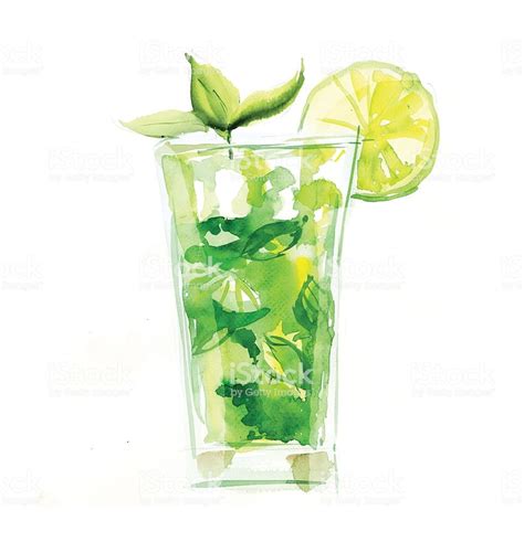 watercolor mojito glass | Mojito, Food art painting, Cocktail illustration