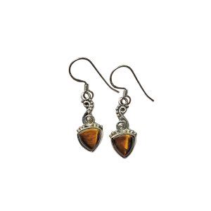 Tiger Eye Sterling Silver Dangle Earrings - Amberman