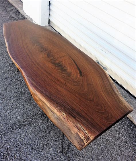 Hand Made Live Edge Coffee Table- Walnut-Large Coffee Table- Rustic- Modern- Hairpin Legs- Mid ...