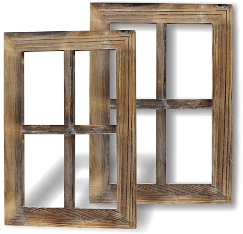 Buy Greenco Wooden Rustic Mount Brown Window Frames Vintage Western ...