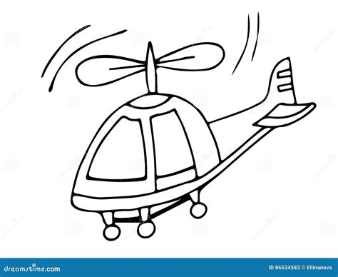 Black Line Helicopter on the White Background Stock Vector ...