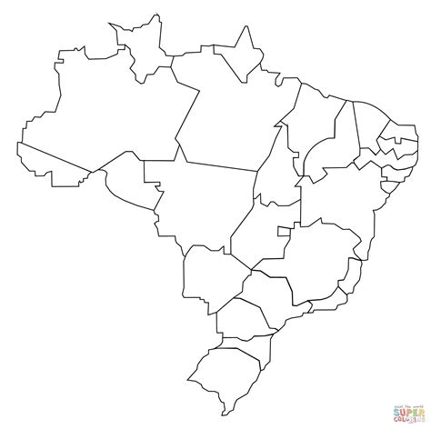 Mapa de brasil en blanco y negro - mapa en blanco y Negro de Brasil (América del Sur - América)