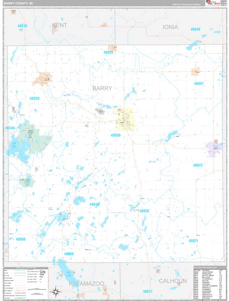 Barry County, MI Zip Code Map - Premium