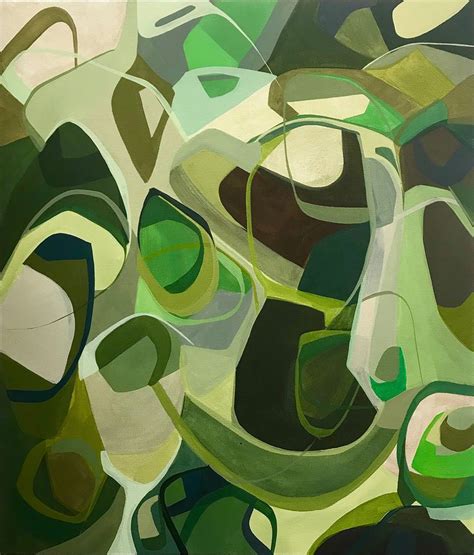 Green painting,green abstract,original painting,organic shapes,varying green, green palette ...