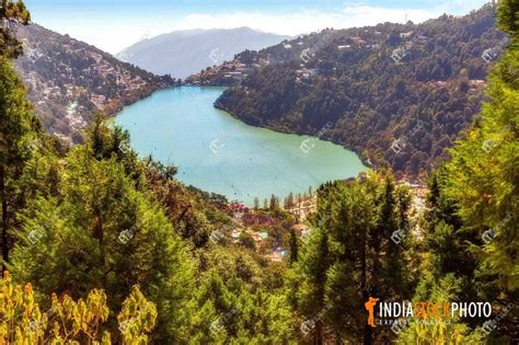 Aerial View Of Nainital Lake With Scenic Landscape At Uttarakhand | India Stock Photo