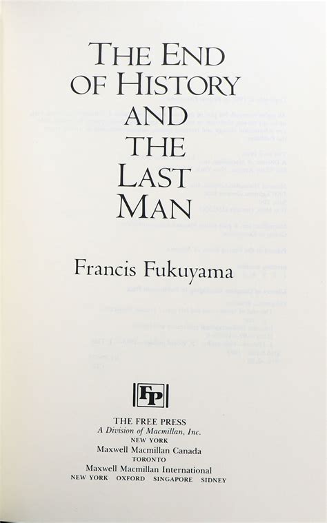 The End of History and the Last Man by Fukuyama, Francis: Very Good+ ...