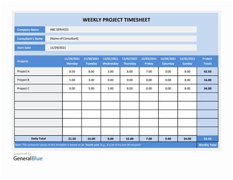 Weekly Timesheet Templates