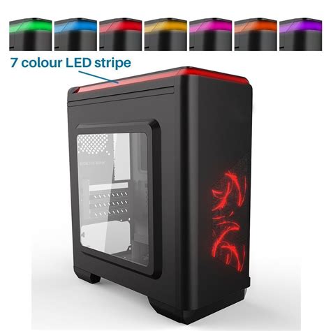 CiT-Lightspeed-Black-Micro-ATX-Gaming-PC-Case-Red-LED-Fans-7-Colour-LED-USB-3-0 | Computer case ...