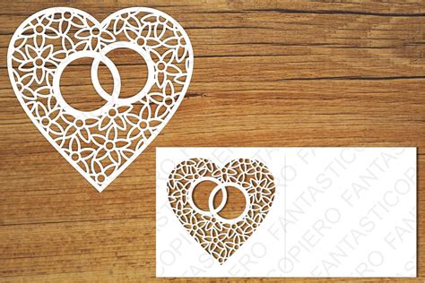 Heart with wedding rings SVG files for Silhouette and Cricut