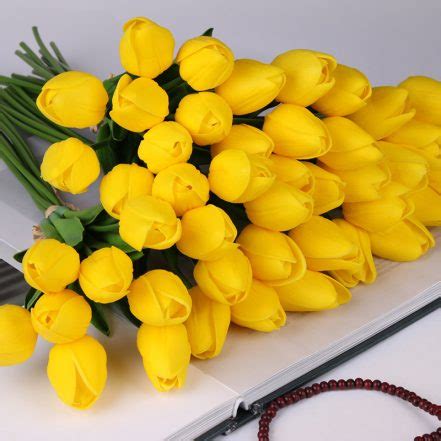 10piece Real Touch Artificial Tulip Bouquet For Weddings Latex Flowers ...