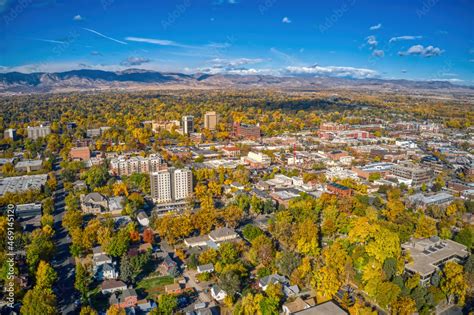 Aerial View of Downtown Fort Collins, Colorado in Autumn Stock Photo ...