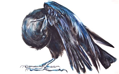 Watercolor Painting Crow Painting Original - Etsy