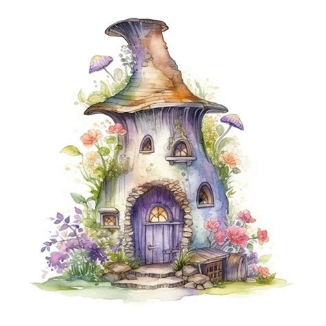 Premium AI Image | A watercolor painting of a mushroom house.