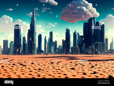 Futuristic city in desert Stock Photo - Alamy