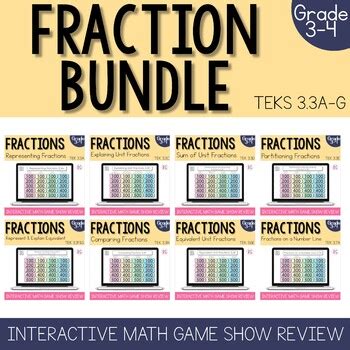 Fractions Review Game Show | 3rd Grade Math Test Prep | TPT