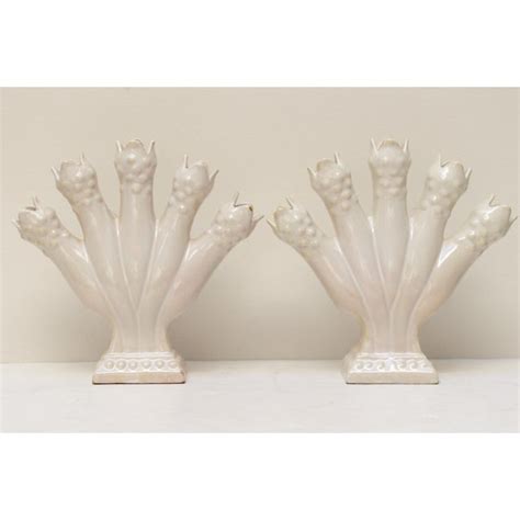 Portuguese Tulipiere Pottery Vases - A Pair | Chairish