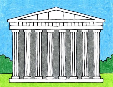 Easy How to Draw the Parthenon Tutorial and Parthenon Coloring Page ...