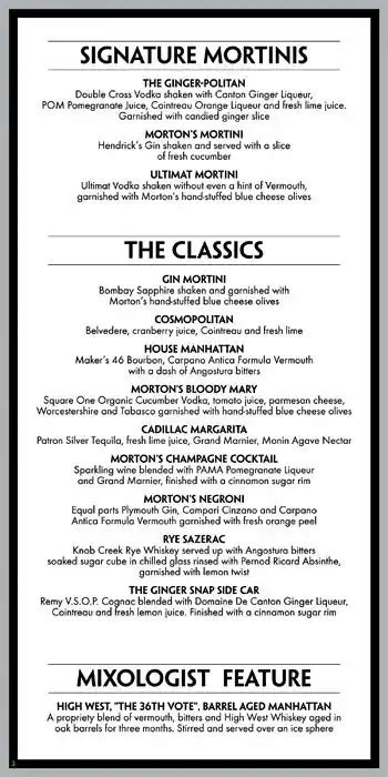 Menu at Morton's The Steakhouse, Houston, Westheimer Rd Suite 190