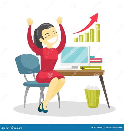 Successful Entrepreneur Celebrating at Workplace. Stock Vector ...