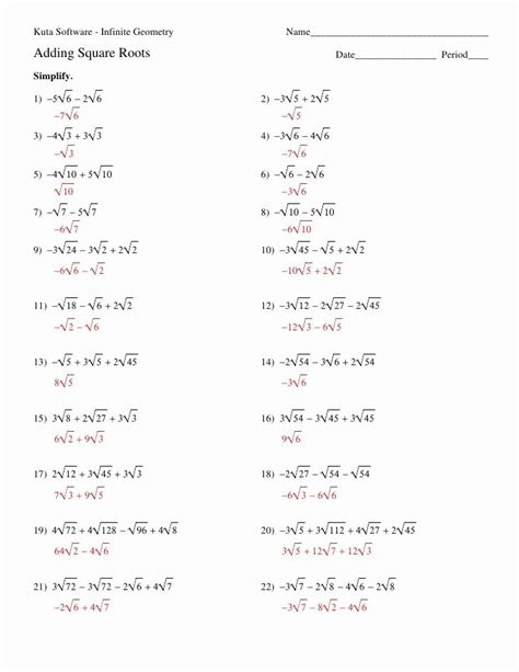 50 Simplifying Square Roots Worksheet Answers