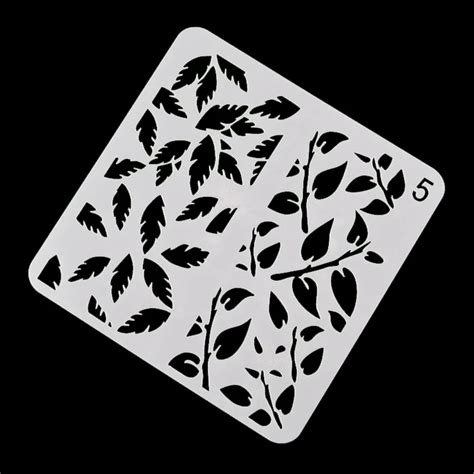 5.1'' square Leaves hollow out Plastic stencil PP Painting stencil DIY ...