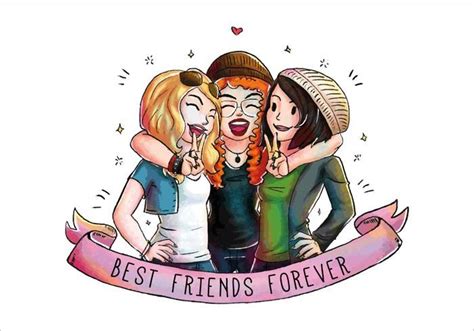 Three Cute Happy Friends Together Vector | Best friends forever images ...