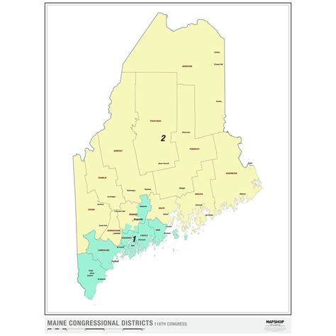 Maine 2022 Congressional Districts Wall Map by MapShop - The Map Shop