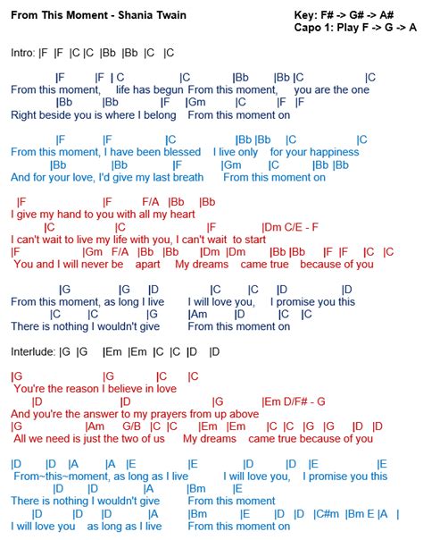 TalkingChord.com: Shania Twain - From This Moment (Chords)