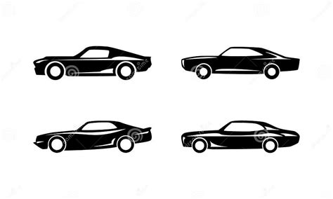 Side View Car Silhouette Icon Set. Stock Vector - Illustration of ...