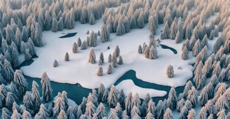 Premium AI Image | A snowy landscape with a forest in the foreground ...