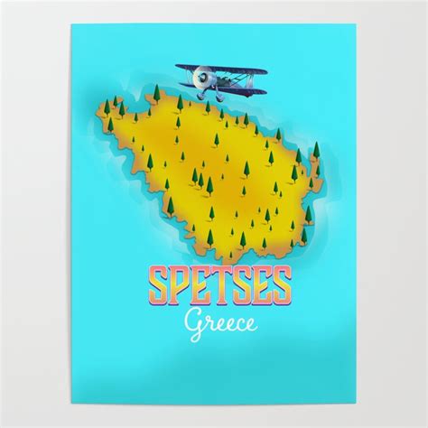 Spetses Greece map Poster by Nicks Emporium | Society6