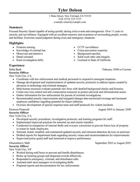 Security Officer Resume Examples | Law Enforcement & Security Resume ...