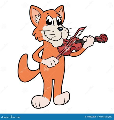 Cute cat playing violin stock vector. Illustration of character - 118302536