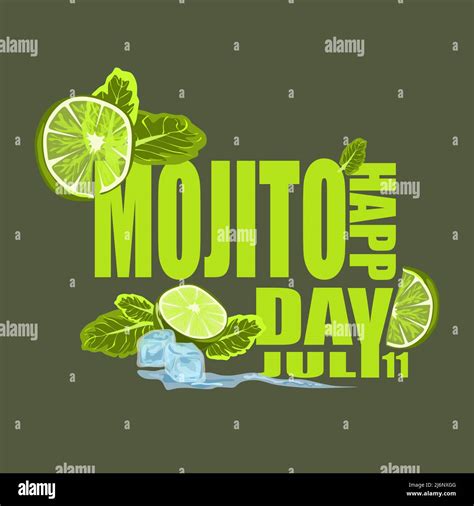Vector cartoon flat illustration of isolated Classic Mojito cocktail ...
