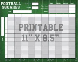 Printable Football Squares – Play Football Squares Like A Pro!