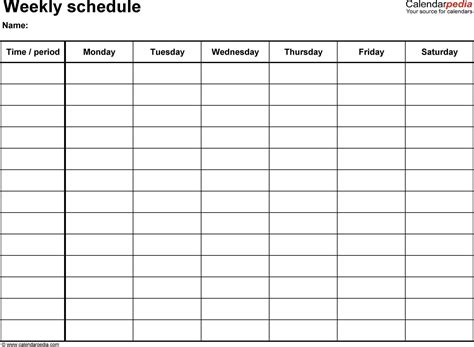 Weekly Class Schedule Maker – printable receipt template