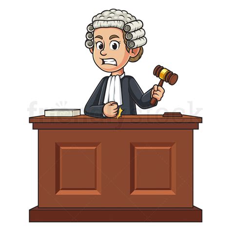 Angry Female Judge Courtroom Bench Cartoon Vector Illustration ...