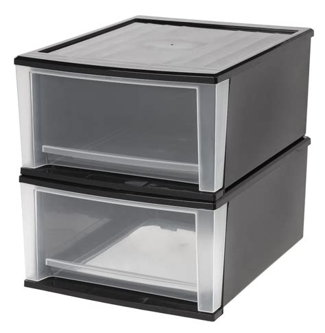 IRIS USA Large 32 Quart Stackable Pull Out Clear Front Plastic Drawer ...