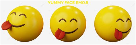 3d Rendering Yummy Face Emoji Or Yellow Ball Emoticon Creative User ...