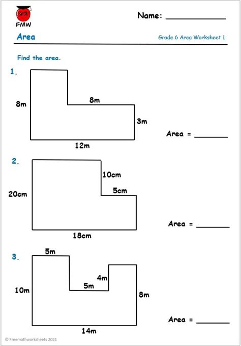 Grade 6 Area Worksheets | Find the Area of Compound Shapes