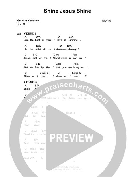 Shine Jesus Shine Chords (Dennis Prince / Nolene Prince) - PraiseCharts