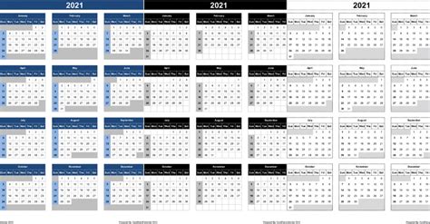 Calendar 2021 Excel Templates, Printable PDFs & Images - ExcelDataPro