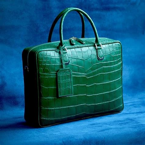 Luxury Alligator Briefcase Laptop Shoulder Bag Business Bag for Men Mens Leather Bag Work ...