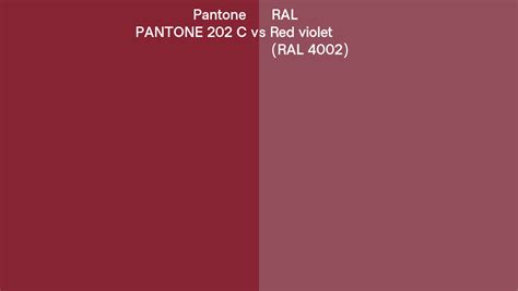 Pantone 202 C vs RAL Red violet (RAL 4002) side by side comparison