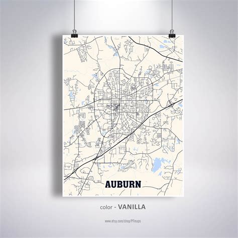 Auburn Map Print Auburn City Map Alabama AL USA Map Poster | Etsy