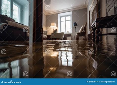 Flooded Living Room House Interior. Home Insurance Concept Stock Image ...