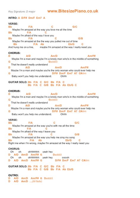 Maybe I'm Amazed Piano Chords | Piano Chord